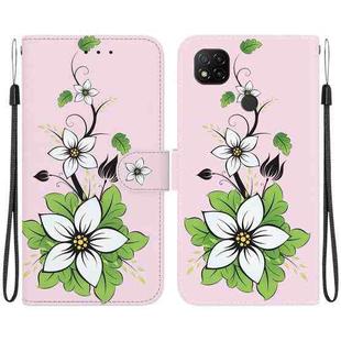 For Xiaomi Redmi 9C Crystal Texture Colored Drawing Leather Phone Case(Lily)