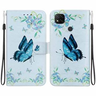 For Xiaomi Redmi 9C Crystal Texture Colored Drawing Leather Phone Case(Blue Pansies)