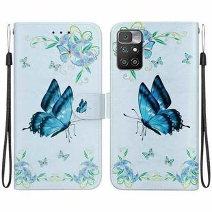 For Xiaomi Redmi 10 / 10 Prime Crystal Texture Colored Drawing Leather Phone Case(Blue Pansies)