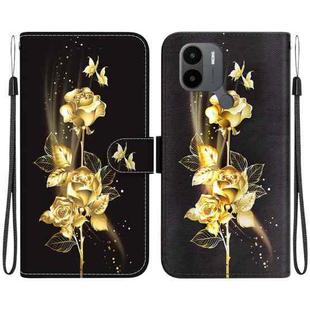 For Xiaomi Redmi A1+ / Poco C50 Crystal Texture Colored Drawing Leather Phone Case(Gold Butterfly Rose)