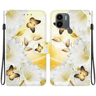 For Xiaomi Redmi A1+ / Poco C50 Crystal Texture Colored Drawing Leather Phone Case(Gold Butterfly Epiphyllum)