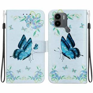 For Xiaomi Redmi A1+ / Poco C50 Crystal Texture Colored Drawing Leather Phone Case(Blue Pansies)