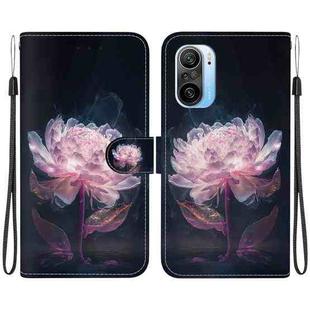 For Xiaomi Redmi K40 / K40 Pro Crystal Texture Colored Drawing Leather Phone Case(Purple Peony)