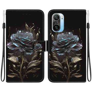 For Xiaomi Redmi K40 / K40 Pro Crystal Texture Colored Drawing Leather Phone Case(Black Rose)