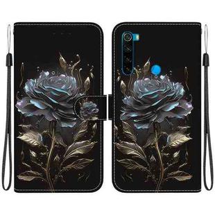 For Xiaomi Redmi Note 8 Crystal Texture Colored Drawing Leather Phone Case(Black Rose)