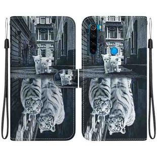 For Xiaomi Redmi Note 8 Crystal Texture Colored Drawing Leather Phone Case(Cat Tiger Reflection)