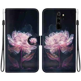 For Xiaomi Redmi Note 8 Pro Crystal Texture Colored Drawing Leather Phone Case(Purple Peony)