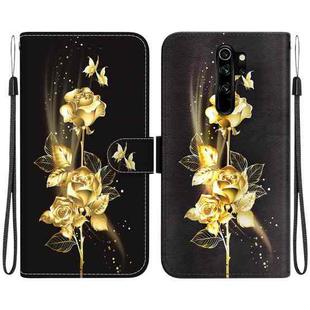 For Xiaomi Redmi Note 8 Pro Crystal Texture Colored Drawing Leather Phone Case(Gold Butterfly Rose)