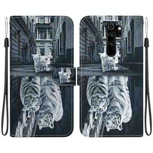 For Xiaomi Redmi Note 8 Pro Crystal Texture Colored Drawing Leather Phone Case(Cat Tiger Reflection)