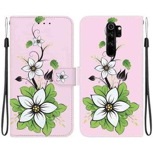 For Xiaomi Redmi Note 8 Pro Crystal Texture Colored Drawing Leather Phone Case(Blue Pansies)