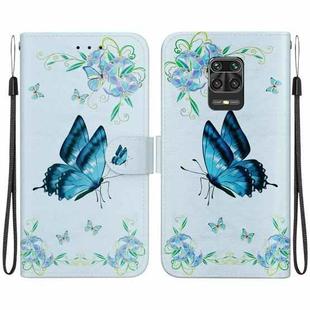 For Xiaomi Redmi Note 9 Pro / 9S Crystal Texture Colored Drawing Leather Phone Case(Blue Pansies)