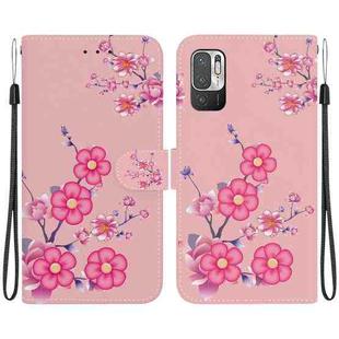 For Xiaomi Redmi Note 10 5G / Poco M3 Pro Crystal Texture Colored Drawing Leather Phone Case(Cherry Blossoms)