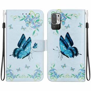 For Xiaomi Redmi Note 10 5G / Poco M3 Pro Crystal Texture Colored Drawing Leather Phone Case(Blue Pansies)