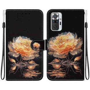 For Xiaomi Redmi Note 10 Lite Crystal Texture Colored Drawing Leather Phone Case(Gold Peony)