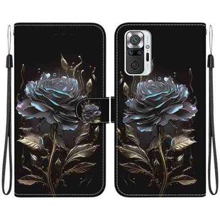 For Xiaomi Redmi Note 10 Lite Crystal Texture Colored Drawing Leather Phone Case(Black Rose)