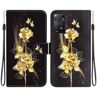 For Xiaomi Redmi Note 11 Pro Global Crystal Texture Colored Drawing Leather Phone Case(Gold Butterfly Rose)