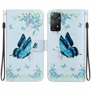 For Xiaomi Redmi Note 11 Pro Global Crystal Texture Colored Drawing Leather Phone Case(Blue Pansies)