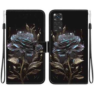 For Xiaomi Redmi Note 11 Global Crystal Texture Colored Drawing Leather Phone Case(Black Rose)