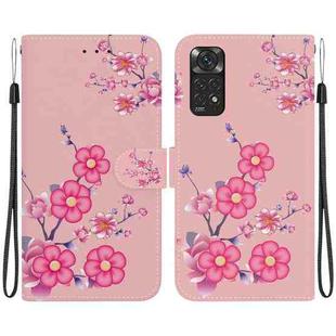 For Xiaomi Redmi Note 11 Global Crystal Texture Colored Drawing Leather Phone Case(Cherry Blossoms)