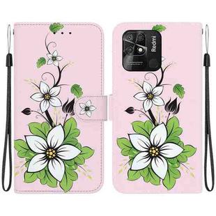 For Xiaomi Redmi 10C Crystal Texture Colored Drawing Leather Phone Case(Lily)