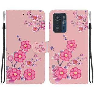 For Xiaomi 11T / 11T Pro Crystal Texture Colored Drawing Leather Phone Case(Cherry Blossoms)