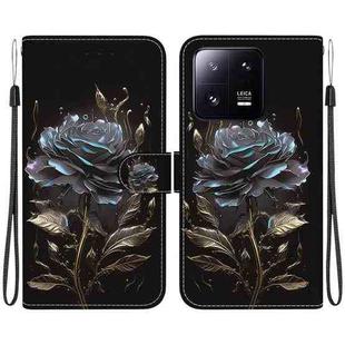 For Xiaomi 13 Pro 5G Crystal Texture Colored Drawing Leather Phone Case(Black Rose)