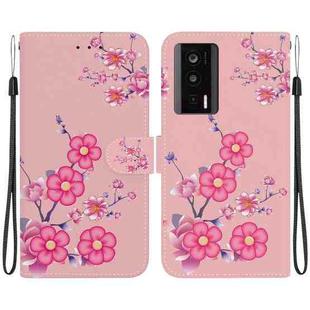 For Xiaomi Poco F5 Pro Crystal Texture Colored Drawing Leather Phone Case(Cherry Blossoms)