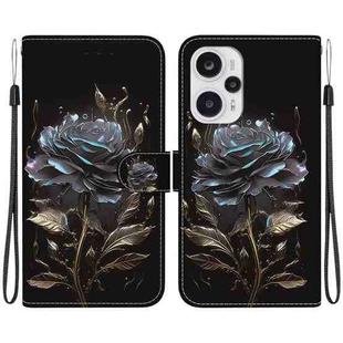 For Xiaomi Poco F5 / Redmi Note 12 Turbo Crystal Texture Colored Drawing Leather Phone Case(Black Rose)