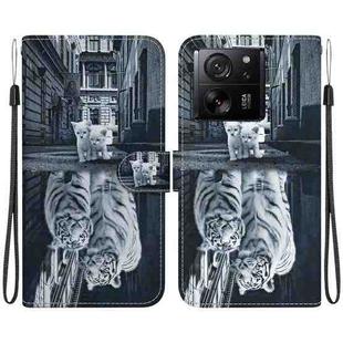 For Xiaomi 13T / 13T Pro / Redmi K60 Ultra Crystal Texture Colored Drawing Leather Phone Case(Cat Tiger Reflection)