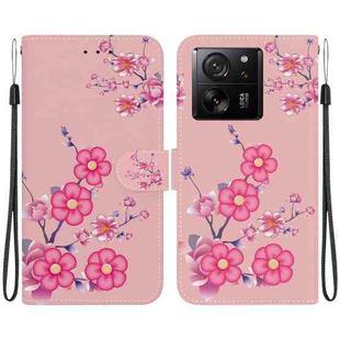 For Xiaomi 13T / 13T Pro / Redmi K60 Ultra Crystal Texture Colored Drawing Leather Phone Case(Cherry Blossoms)