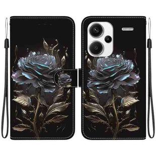 For Xiaomi Redmi Note 13 Pro+ 5G Crystal Texture Colored Drawing Leather Phone Case(Black Rose)