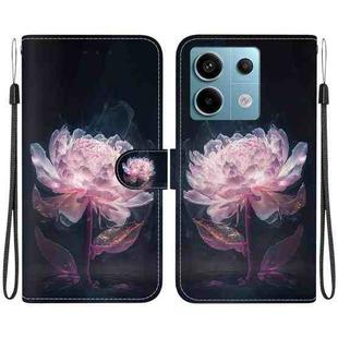 For Xiaomi Redmi Note 13 Pro 5G Crystal Texture Colored Drawing Leather Phone Case(Purple Peony)