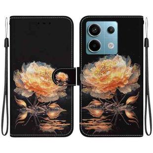 For Xiaomi Redmi Note 13 Pro 5G Crystal Texture Colored Drawing Leather Phone Case(Gold Peony)