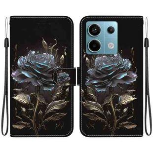 For Xiaomi Redmi Note 13 Pro 5G Crystal Texture Colored Drawing Leather Phone Case(Black Rose)