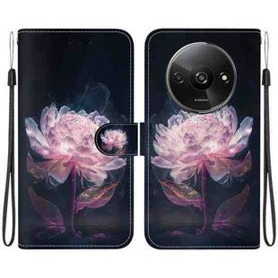 For Xiaomi Redmi A3 Crystal Texture Colored Drawing Leather Phone Case(Purple Peony)