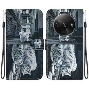 For Xiaomi Redmi A3 Crystal Texture Colored Drawing Leather Phone Case(Cat Tiger Reflection)