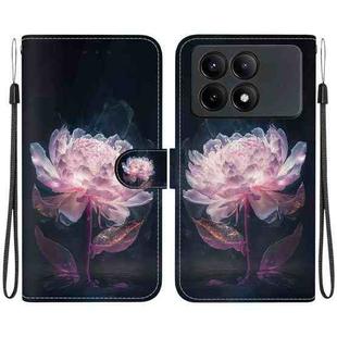 For Xiaomi Redmi K70E / Poco X6 Pro Crystal Texture Colored Drawing Leather Phone Case(Purple Peony)