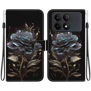 For Xiaomi Redmi K70E / Poco X6 Pro Crystal Texture Colored Drawing Leather Phone Case(Black Rose)