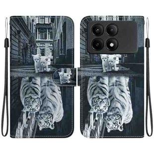 For Xiaomi Redmi K70E / Poco X6 Pro Crystal Texture Colored Drawing Leather Phone Case(Cat Tiger Reflection)