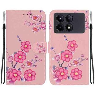 For Xiaomi Redmi K70E / Poco X6 Pro Crystal Texture Colored Drawing Leather Phone Case(Cherry Blossoms)