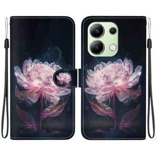 For Xiaomi Redmi Note 13 4G Global Crystal Texture Colored Drawing Leather Phone Case(Purple Peony)