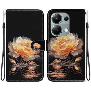 For Xiaomi Redmi Note 13 Pro 4G Crystal Texture Colored Drawing Leather Phone Case(Gold Peony)