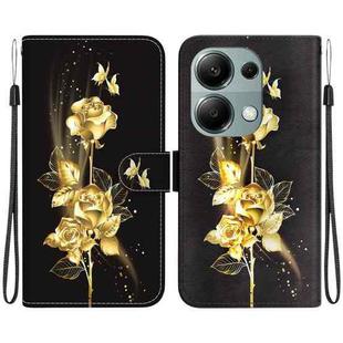 For Xiaomi Redmi Note 13 Pro 4G Crystal Texture Colored Drawing Leather Phone Case(Gold Butterfly Rose)