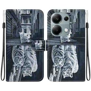 For Xiaomi Redmi Note 13 Pro 4G Crystal Texture Colored Drawing Leather Phone Case(Cat Tiger Reflection)