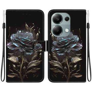 For Xiaomi Poco M6 Pro 4G Crystal Texture Colored Drawing Leather Phone Case(Black Rose)