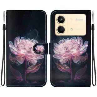 For Xiaomi Redmi Note 13R Pro Crystal Texture Colored Drawing Leather Phone Case(Purple Peony)