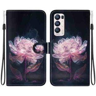 For OPPO Find X3 Neo / Reno5 Pro+ 5G Crystal Texture Colored Drawing Leather Phone Case(Purple Peony)