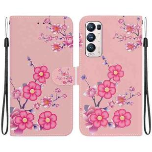 For OPPO Find X3 Neo / Reno5 Pro+ 5G Crystal Texture Colored Drawing Leather Phone Case(Cherry Blossoms)