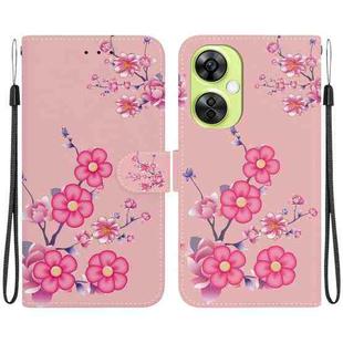 For OPPO K11x / OnePlus Nord CE 3 Lite Crystal Texture Colored Drawing Leather Phone Case(Cherry Blossoms)