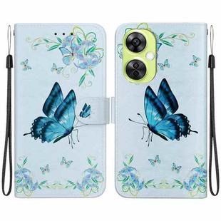 For OPPO K11x / OnePlus Nord CE 3 Lite Crystal Texture Colored Drawing Leather Phone Case(Blue Pansies)
